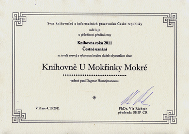 Čestné uznání Knihovna roku 2011