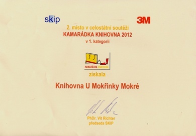 Kamarádka knihovna 2012 - diplom za 2. místo v celostátní souěži